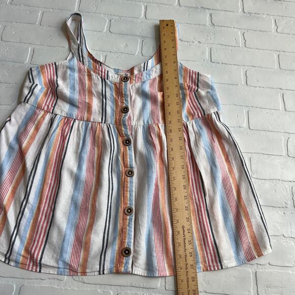 Terra & Sky White Linen Blend Striped Peplum Waist Sleeveless Top Blouse -14 W - Picture 4 of 5